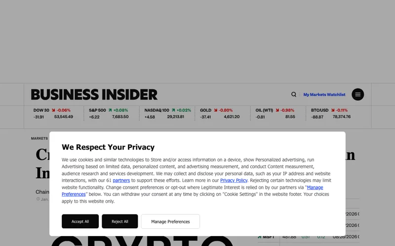Schermafbeelding van de Crypto Recovers-vermelding in Business Insider